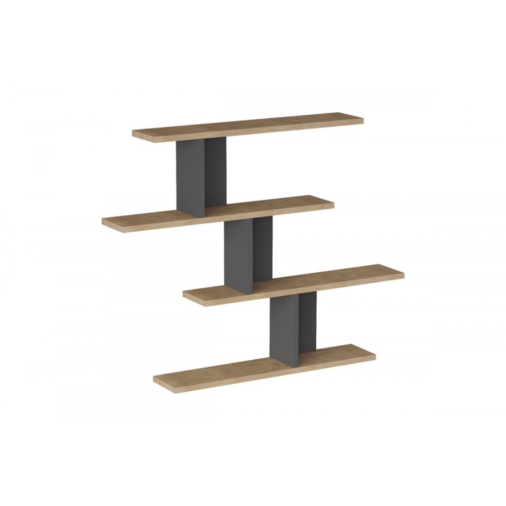 Ραφιέρα τοίχου "ZAKA" σε χρώμα φυσικό/ανθρακί 98.7x14.5x78