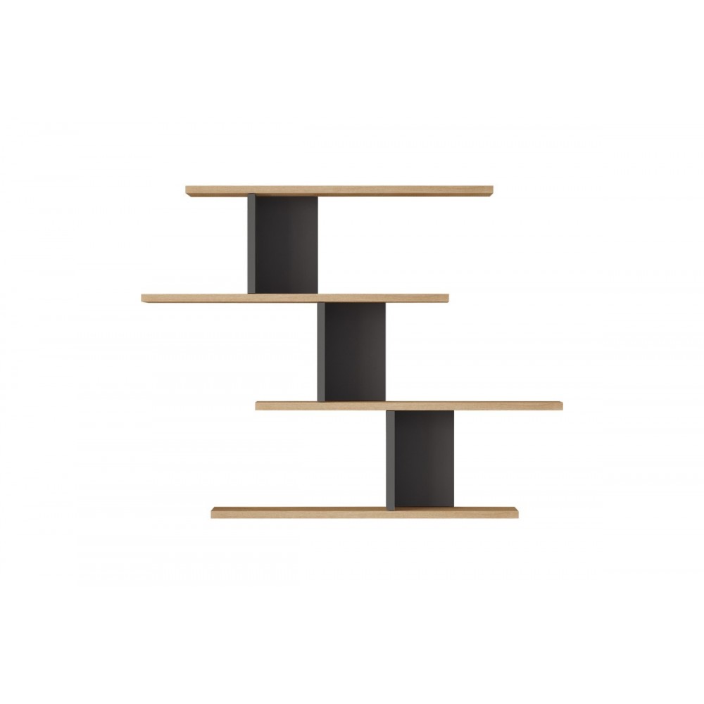 Ραφιέρα τοίχου "ZAKA" σε χρώμα φυσικό/ανθρακί 98.7x14.5x78