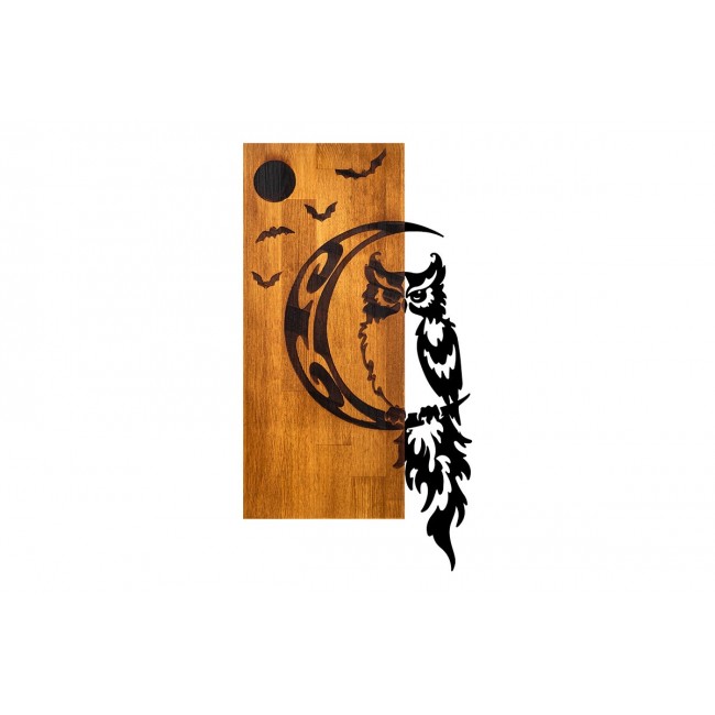 Διακοσμητικό τοίχου "OWLE" από ξύλο/μέταλλο σε χρώμα φυσικό/μαύρο 36x3x66