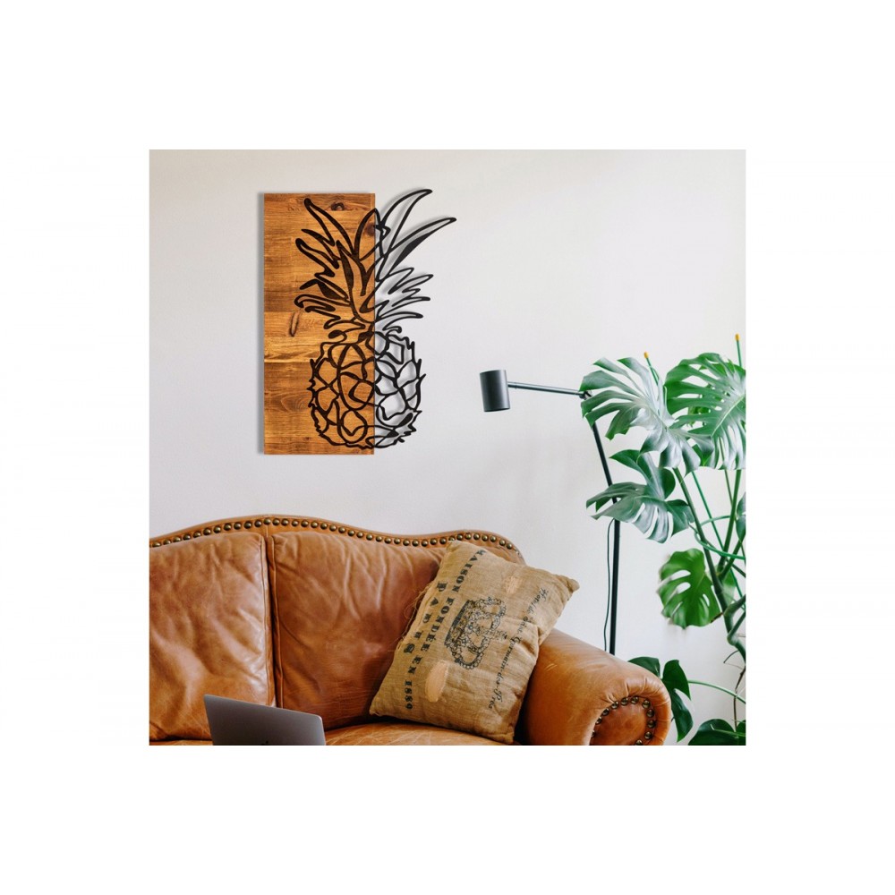 Διακοσμητικό τοίχου "PINABLE" από ξύλο/μέταλλο σε χρώμα φυσικό/μαύρο 42x3x58