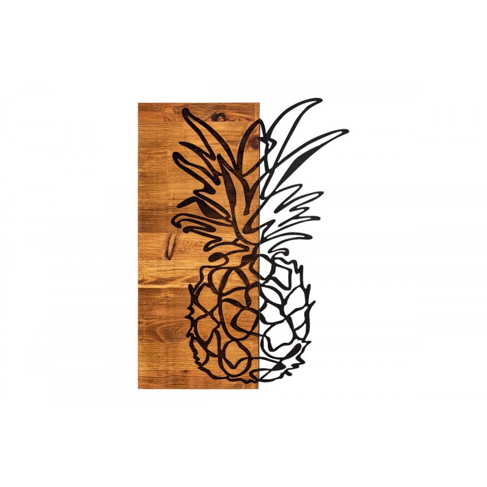 Διακοσμητικό τοίχου "PINABLE" από ξύλο/μέταλλο σε χρώμα φυσικό/μαύρο 42x3x58