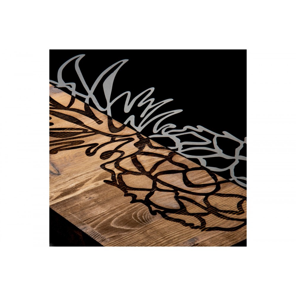 Διακοσμητικό τοίχου "PINABLE" από ξύλο/μέταλλο σε χρώμα φυσικό/μαύρο 42x3x58