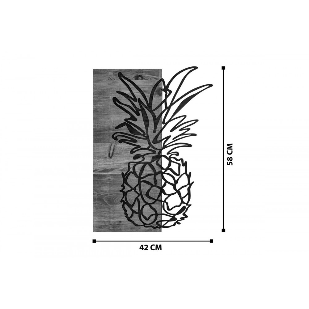 Διακοσμητικό τοίχου "PINABLE" από ξύλο/μέταλλο σε χρώμα φυσικό/μαύρο 42x3x58