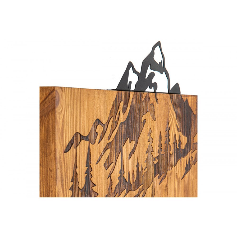 Διακοσμητικό τοίχου "MOUNTEN" από ξύλο/μέταλλο σε χρώμα φυσικό/μαύρο 57.5x3x33
