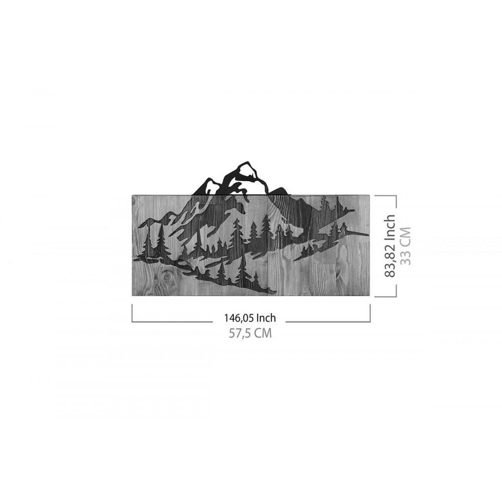 Διακοσμητικό τοίχου "MOUNTEN" από ξύλο/μέταλλο σε χρώμα φυσικό/μαύρο 57.5x3x33