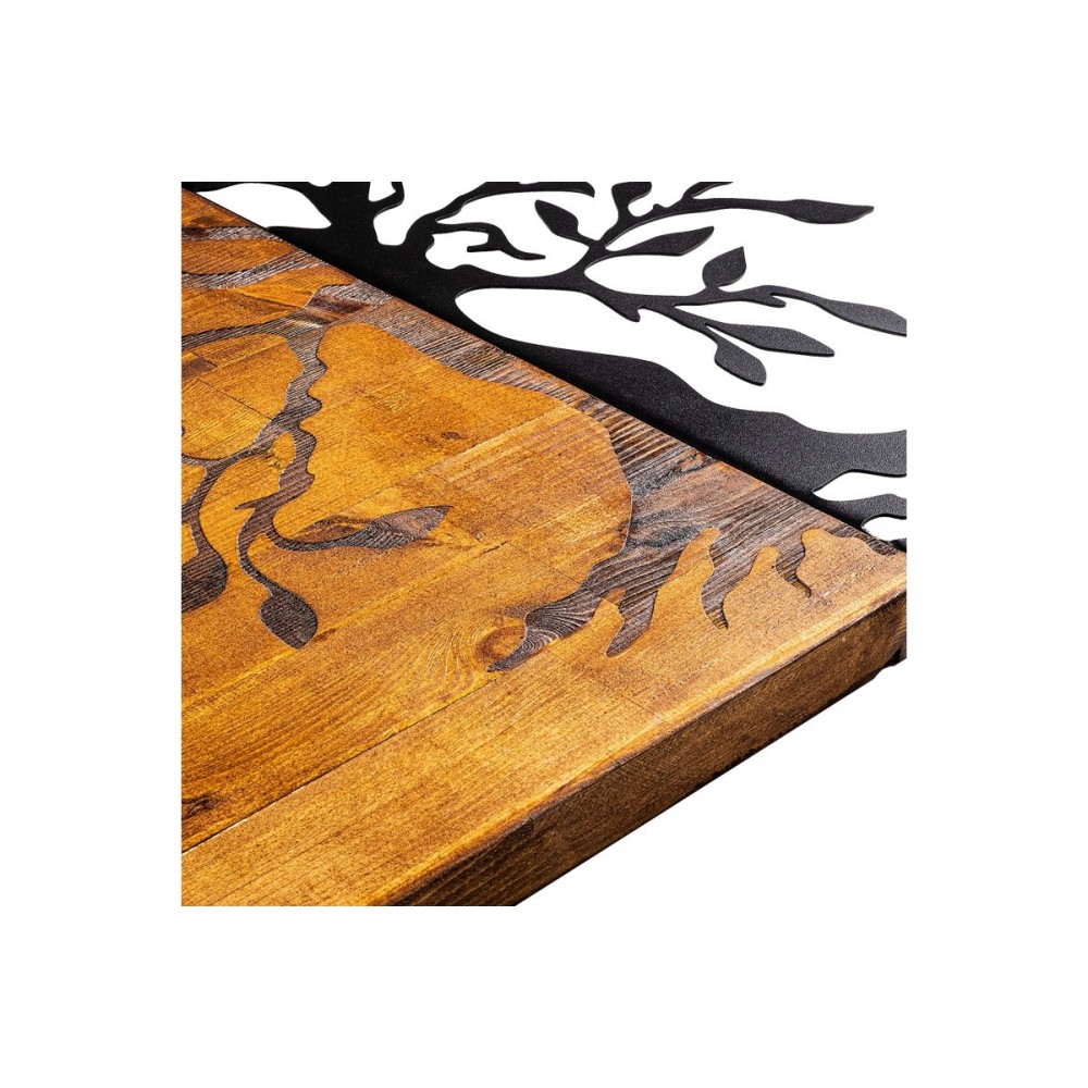 Διακοσμητικό τοίχου "TRELBO" από ξύλο/μέταλλο σε χρώμα φυσικό/μαύρο 58x3x58