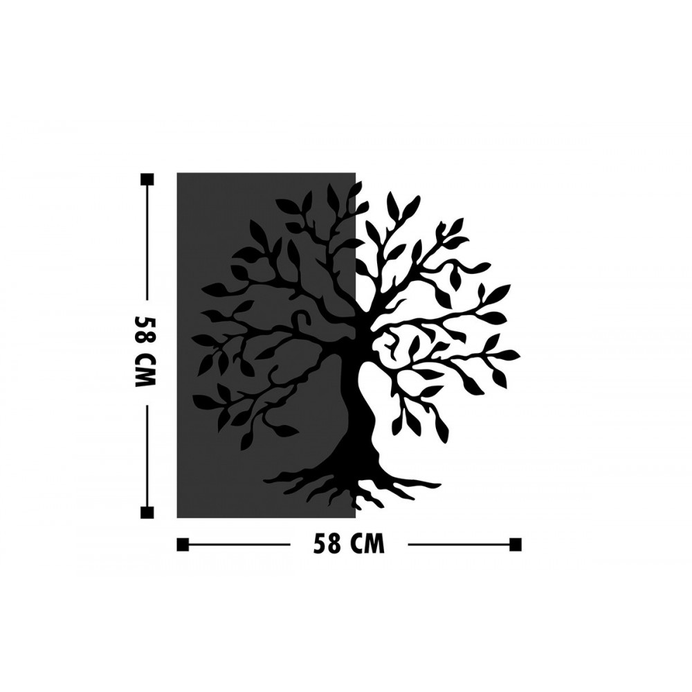 Διακοσμητικό τοίχου "TRELBO" από ξύλο/μέταλλο σε χρώμα φυσικό/μαύρο 58x3x58