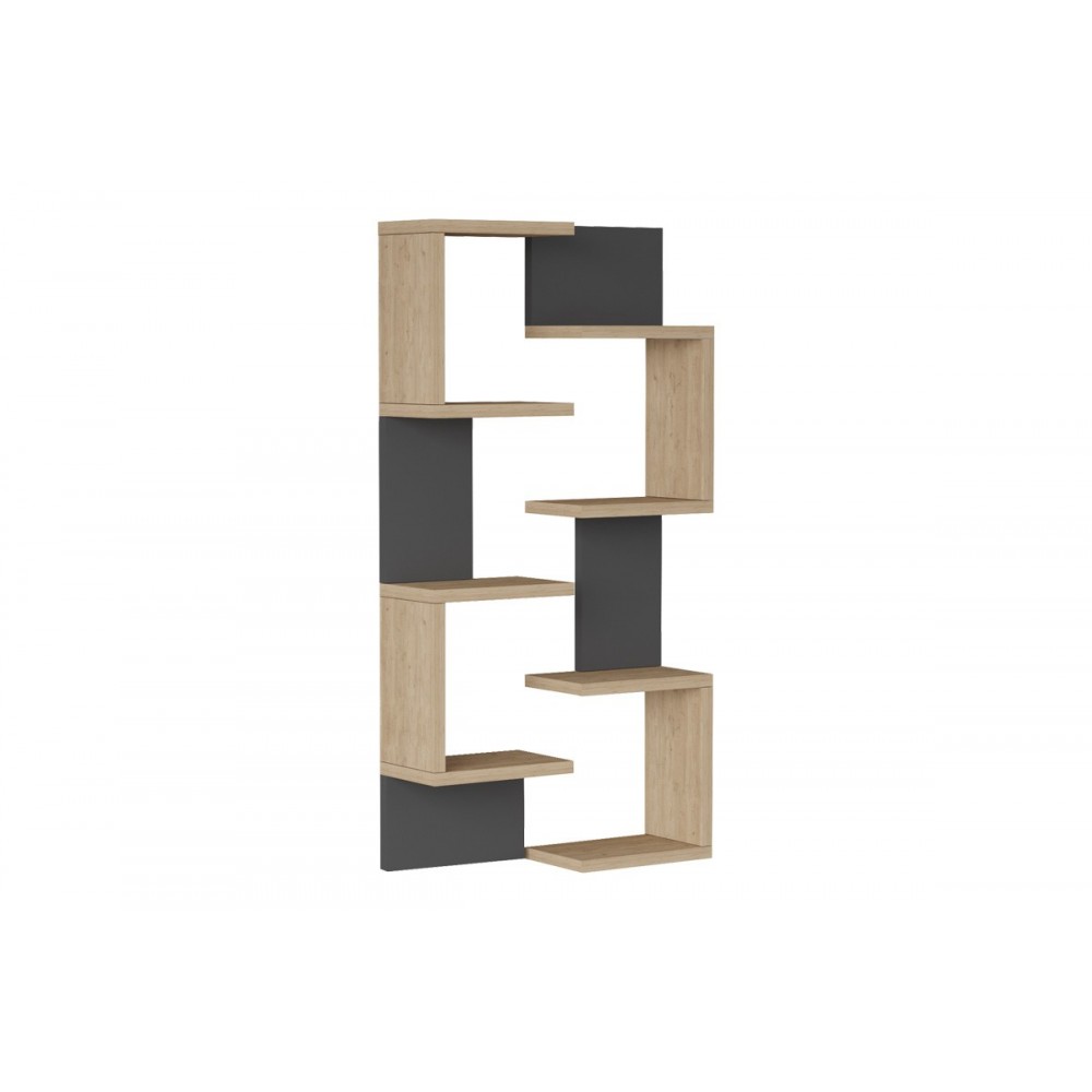 Ραφιέρα τοίχου "POMAR" σε χρώμα φυσικό/ανθρακί 47.2x14.5x92.5