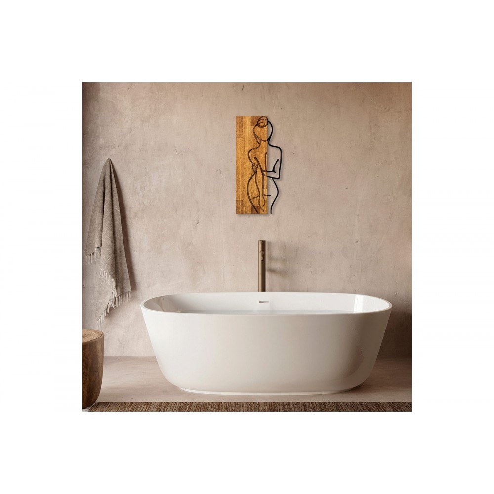 Διακοσμητικό τοίχου "KELESIPO" από ξύλο/μέταλλο σε χρώμα φυσικό/μαύρο 27x3x58