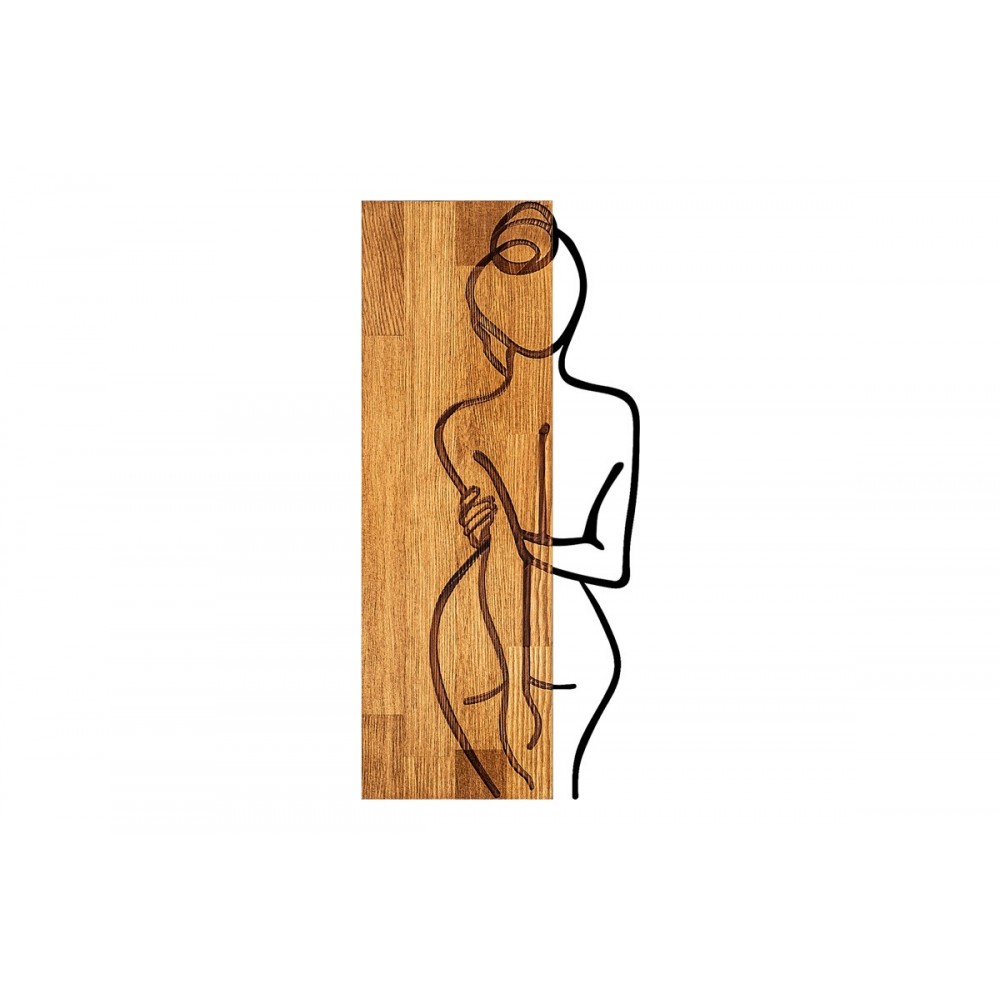 Διακοσμητικό τοίχου "KELESIPO" από ξύλο/μέταλλο σε χρώμα φυσικό/μαύρο 27x3x58