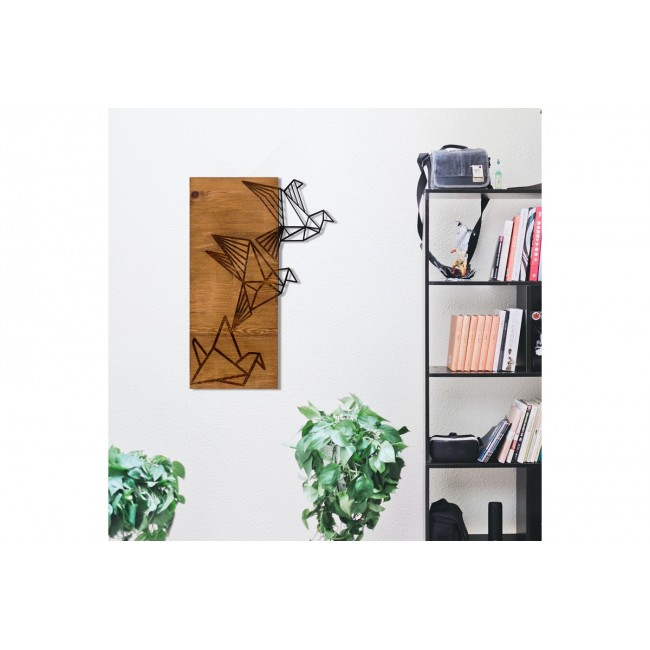 Διακοσμητικό τοίχου "PERDON" από ξύλο/μέταλλο σε χρώμα φυσικό/μαύρο 36x3x60