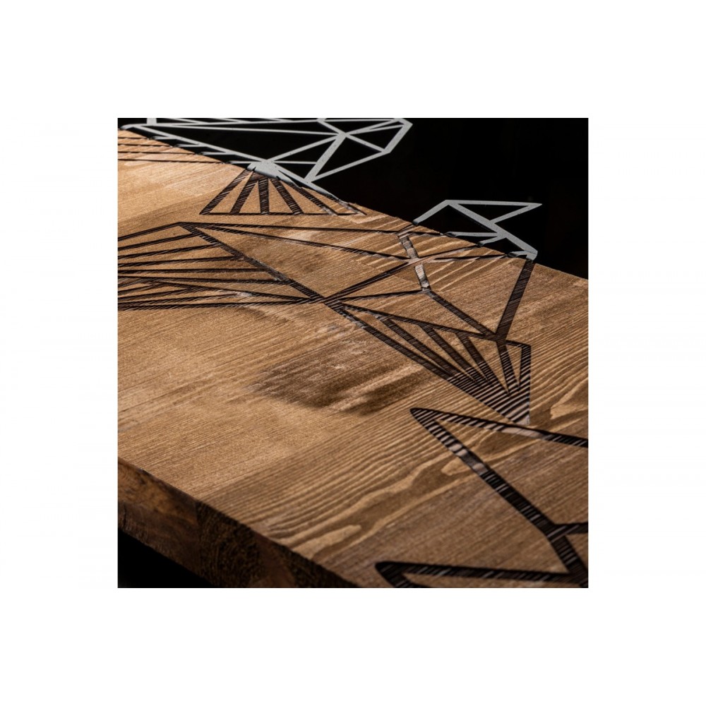 Διακοσμητικό τοίχου "PERDON" από ξύλο/μέταλλο σε χρώμα φυσικό/μαύρο 36x3x60