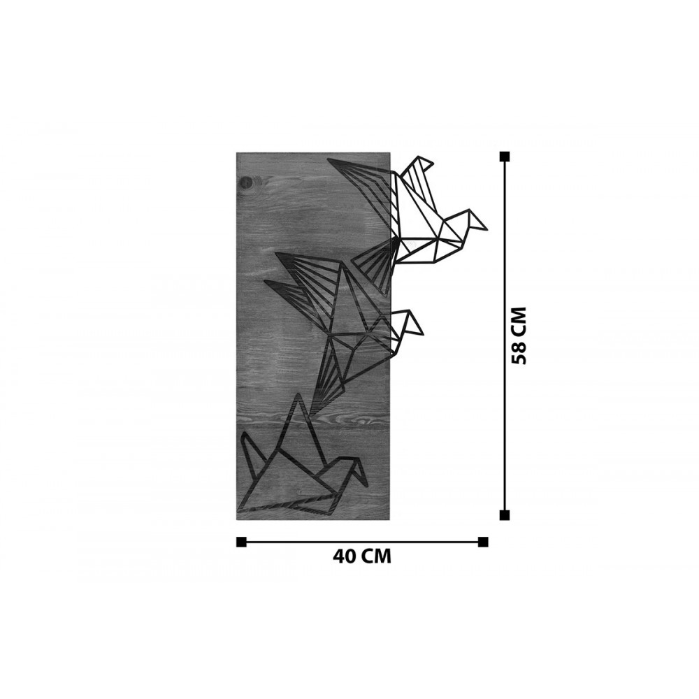 Διακοσμητικό τοίχου "PERDON" από ξύλο/μέταλλο σε χρώμα φυσικό/μαύρο 36x3x60
