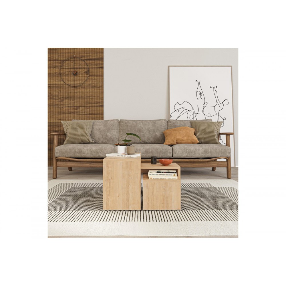 Τραπέζια σαλονιού 3τμχ "KANTAR" σε χρώμα φυσικό 65x30x39