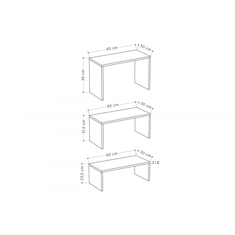 Τραπέζια σαλονιού 3τμχ "KANTAR" σε χρώμα φυσικό 65x30x39