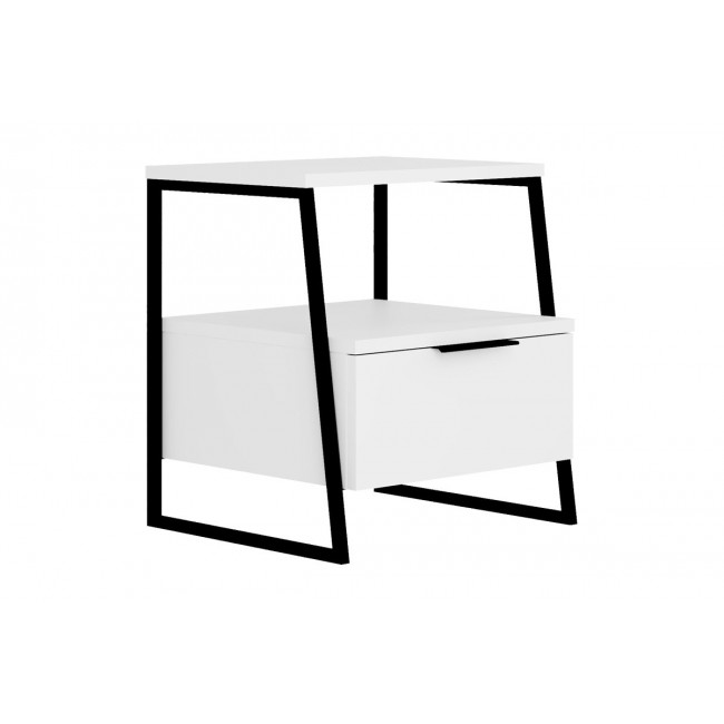 Κομοδίνο "JOHANA" σε χρώμα μαύρο/λευκό 45x40x50