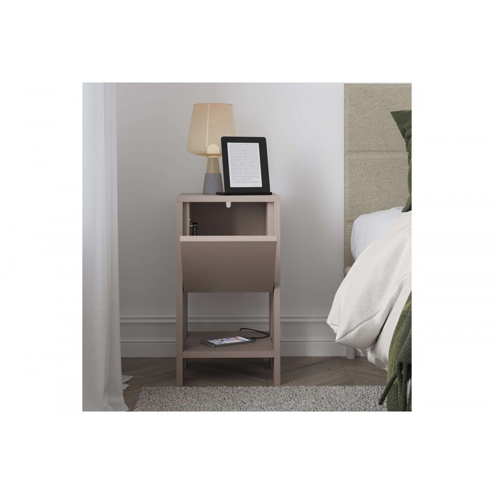 Κομοδίνο "EMA" σε χρώμα μόκα 30x30x55