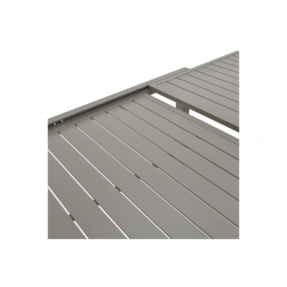 Τραπεζαρία 9τμχ "LAFLA-AZELIE" από αλουμίνιο/plywood σε χρώμα σαμπανιζέ/φυσικό 160-240x100x75