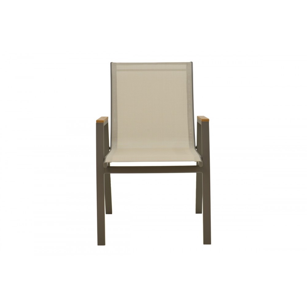 Πολυθρόνα "AZELIE" στοιβαζόμενη από αλουμίνιο/textilene σε χρώμα σαμπανιζέ/γκρι 56x75x88