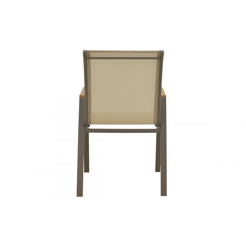 Πολυθρόνα "AZELIE" στοιβαζόμενη από αλουμίνιο/textilene σε χρώμα σαμπανιζέ/γκρι 56x75x88