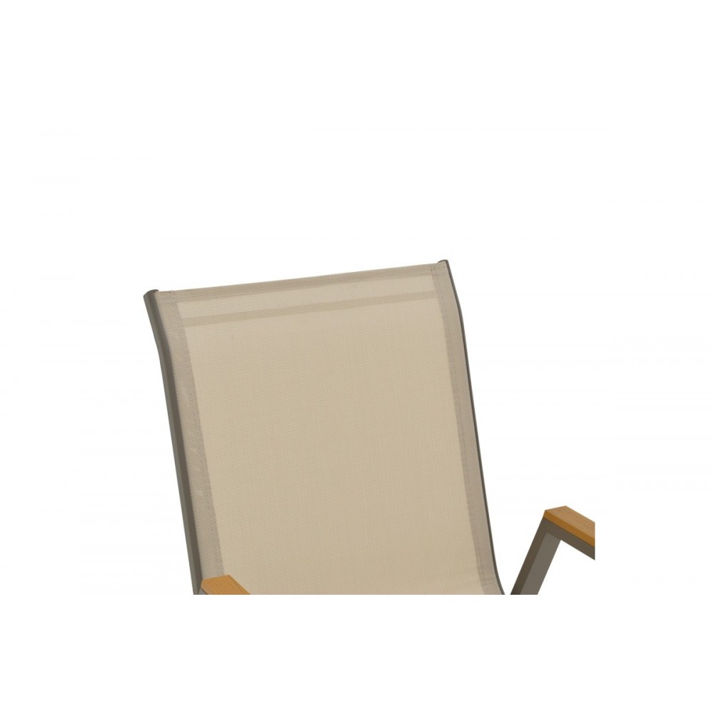 Πολυθρόνα "AZELIE" στοιβαζόμενη από αλουμίνιο/textilene σε χρώμα σαμπανιζέ/γκρι 56x75x88