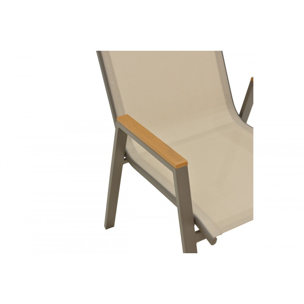 Πολυθρόνα "AZELIE" στοιβαζόμενη από αλουμίνιο/textilene σε χρώμα σαμπανιζέ/γκρι 56x75x88