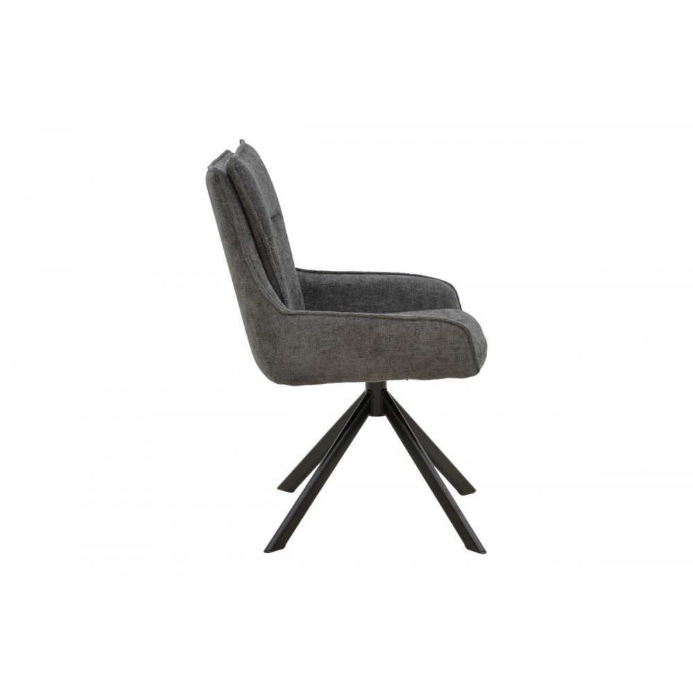 Πολυθρόνα "KONELIAN" από ύφασμα/μέταλλο σε χρώμα ανθρακί/μαύρο 54x63x88