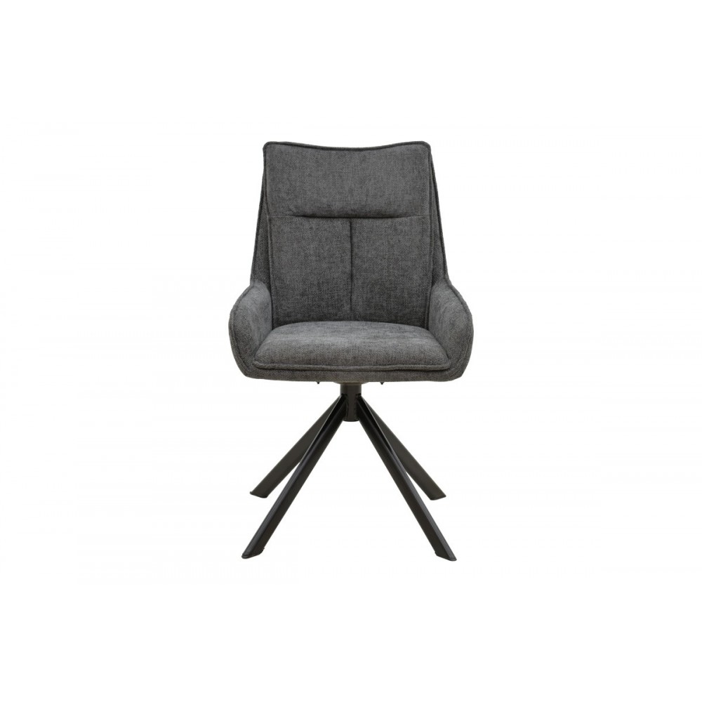 Πολυθρόνα "KONELIAN" από ύφασμα/μέταλλο σε χρώμα ανθρακί/μαύρο 54x63x88