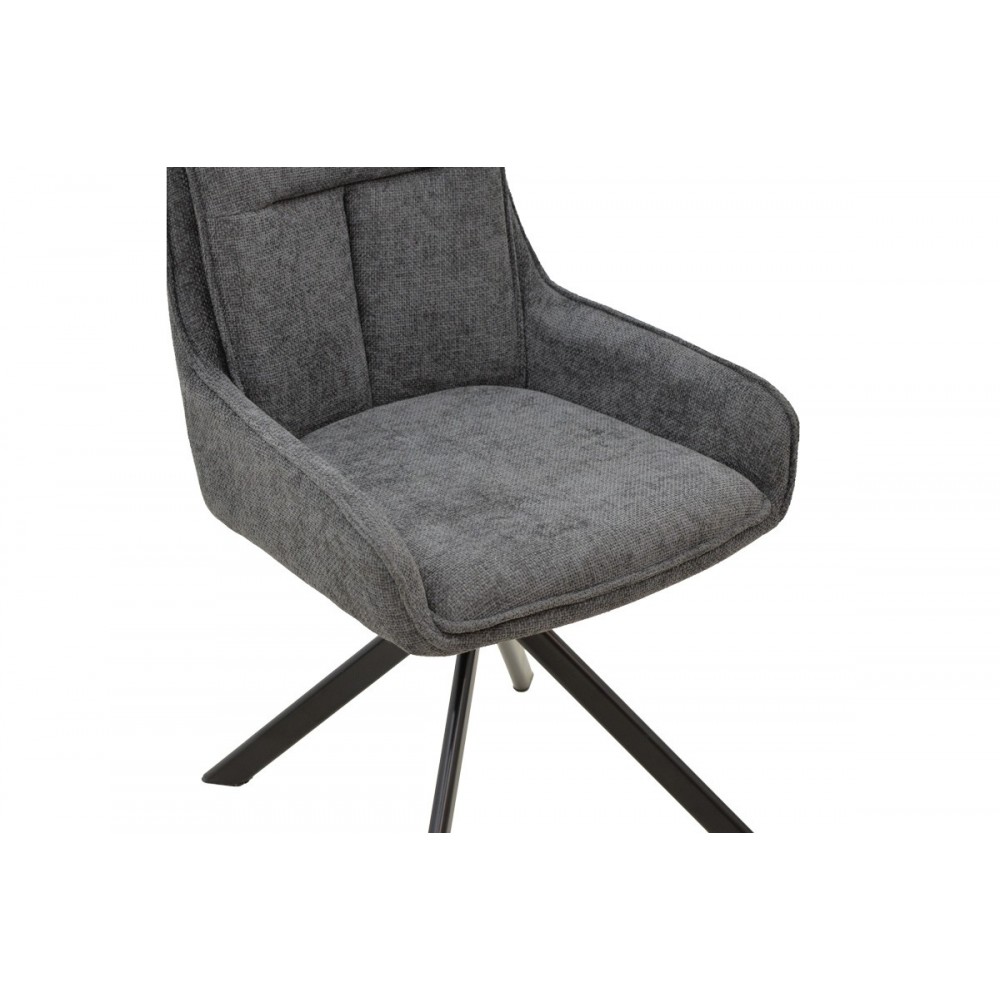 Πολυθρόνα "KONELIAN" από ύφασμα/μέταλλο σε χρώμα ανθρακί/μαύρο 54x63x88