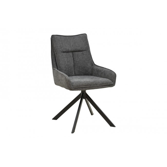 Πολυθρόνα "KONELIAN" από ύφασμα/μέταλλο σε χρώμα ανθρακί/μαύρο 54x63x88