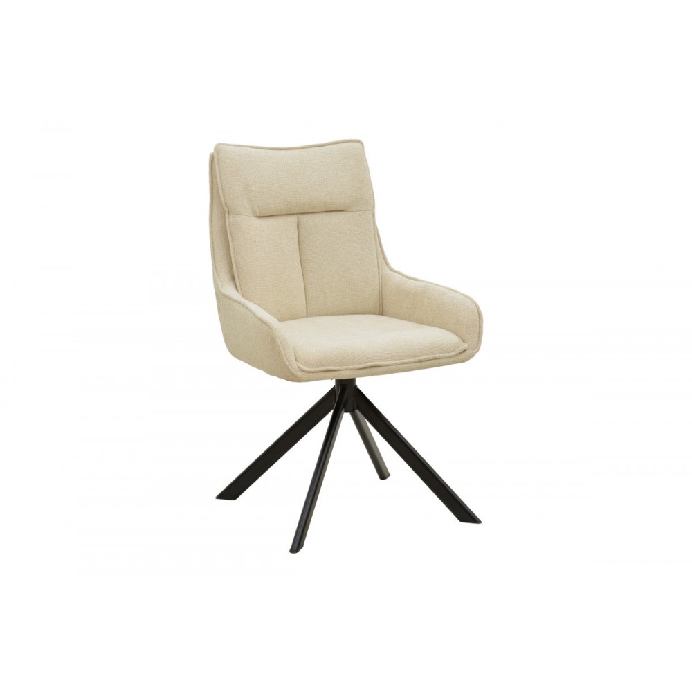 Πολυθρόνα "KONELIAN" από ύφασμα/μέταλλο σε χρώμα μπεζ/μαύρο 54x63x88