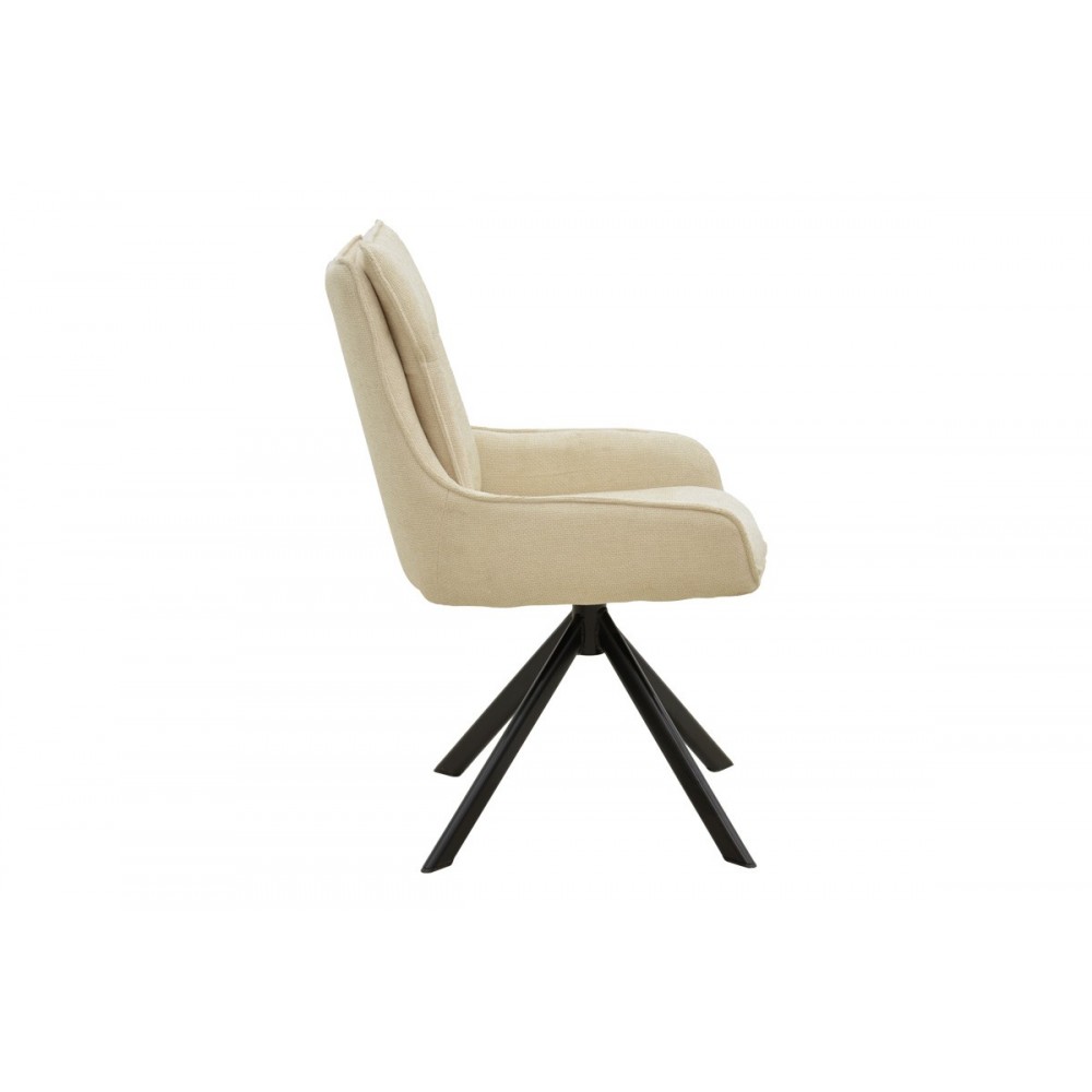 Πολυθρόνα "KONELIAN" από ύφασμα/μέταλλο σε χρώμα μπεζ/μαύρο 54x63x88