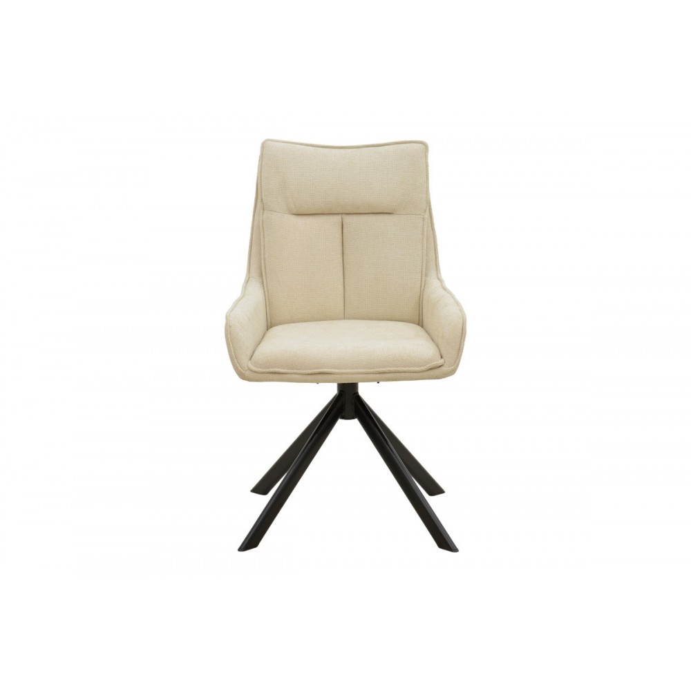 Πολυθρόνα "KONELIAN" από ύφασμα/μέταλλο σε χρώμα μπεζ/μαύρο 54x63x88