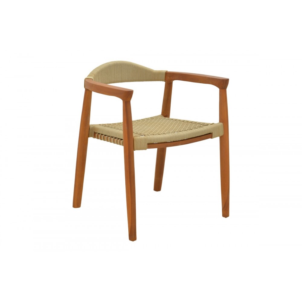 Πολυθρόνα "GANNY" από ξύλο/σχοινί σε χρώμα φυσικό 61x58x71