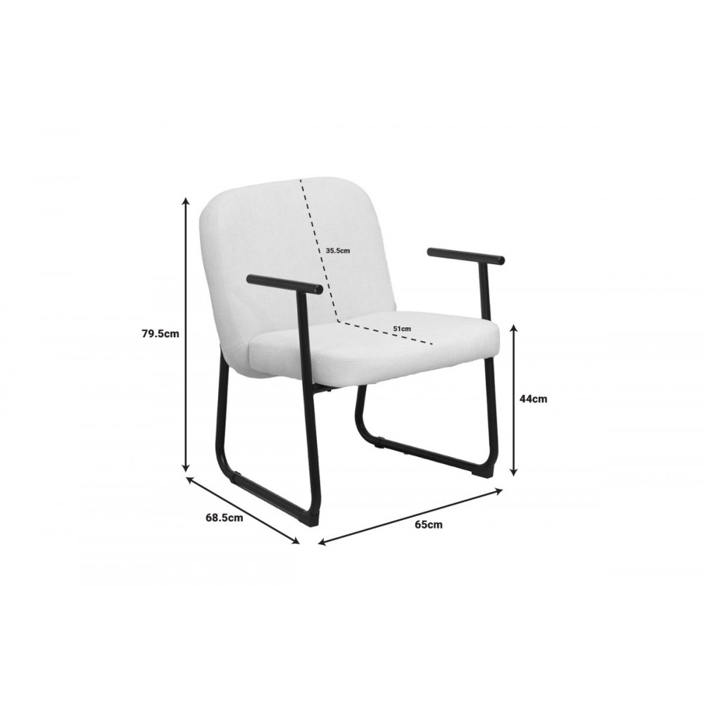 Καρέκλα επισκέπτη "VINDOR" από ύφασμα/μέταλλο σε χρώμα κρεμ/μαύρο 65x68.5x79.5