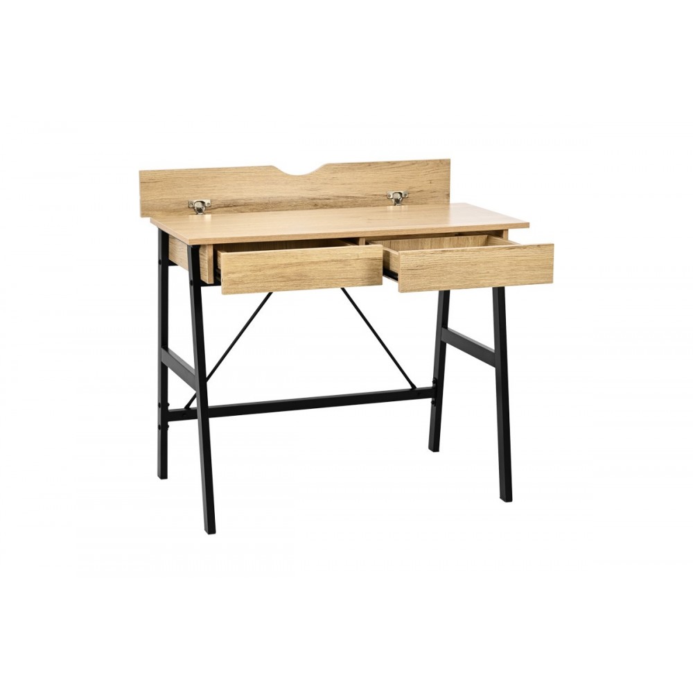 Γραφείο εργασίας "LIONE" από μέταλλο σε χρώμα oak/μαύρο 90x50x75
