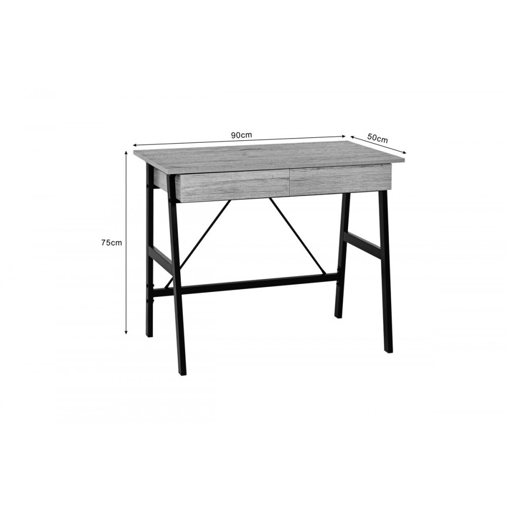 Γραφείο εργασίας "LIONE" από μέταλλο σε χρώμα oak/μαύρο 90x50x75