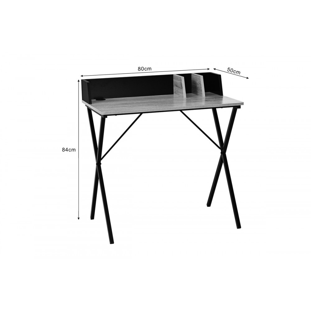 Γραφείο εργασίας "ZERVAN" από μέταλλο σε oak/μαύρο χρώμα 80x50x84