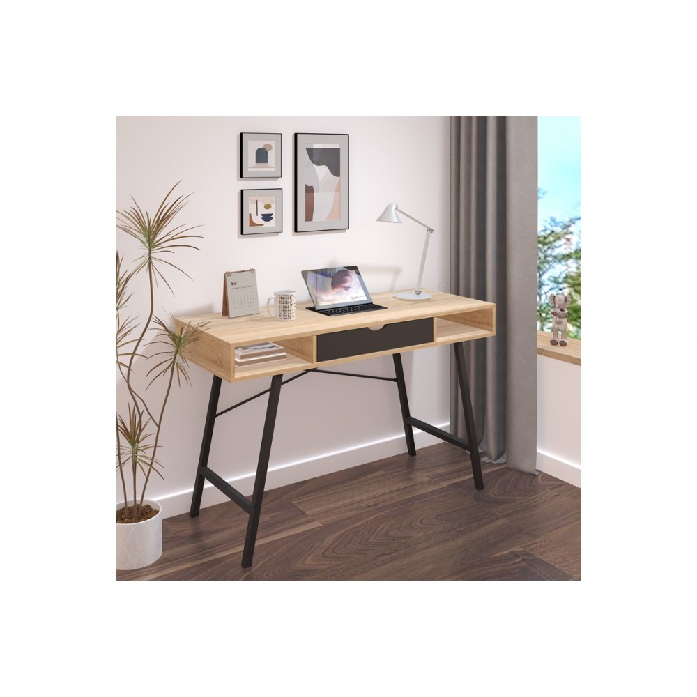 Γραφείο εργασίας "YAMIN" σε χρώμα oak/μαύρο 120x48x76