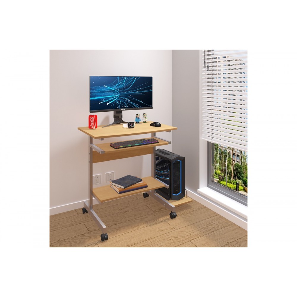 Γραφείο υπολογιστή "VERONCE" από μέταλλο σε χρώμα φυσικό/ασημί 89x47x71