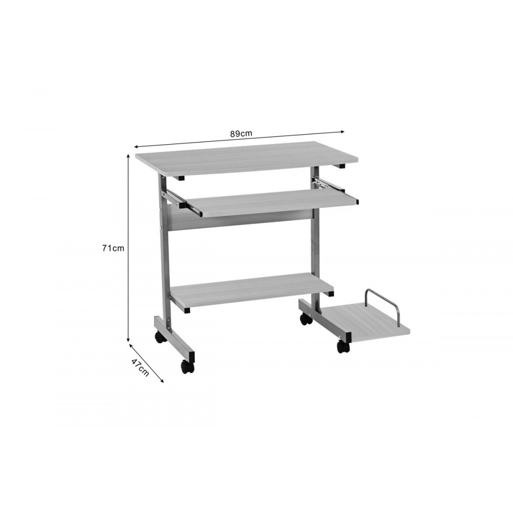 Γραφείο υπολογιστή "VERONCE" από μέταλλο σε χρώμα φυσικό/ασημί 89x47x71