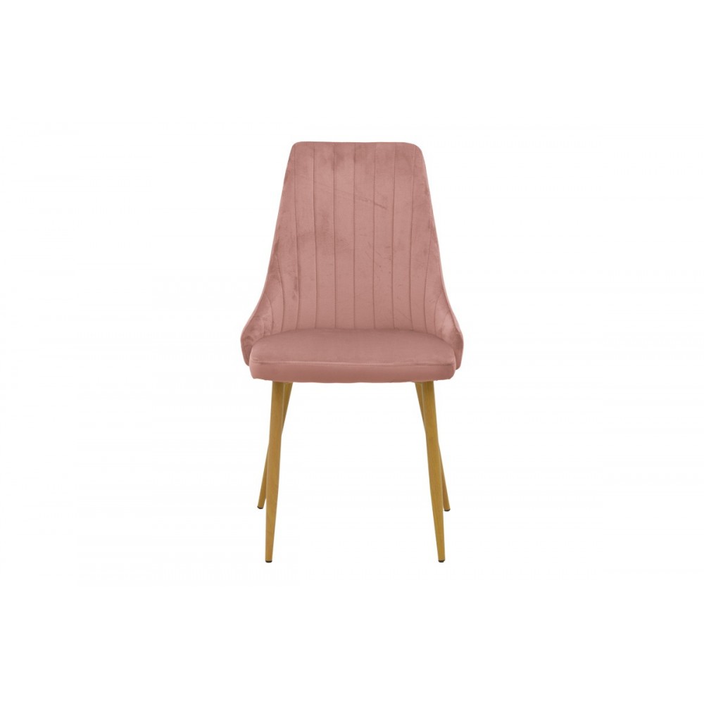 Καρέκλα "AZORI" από βελούδο/μέταλλο σε χρώμα σάπιο μήλο/φυσικό 49x55x85