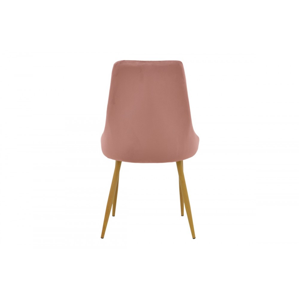 Καρέκλα "AZORI" από βελούδο/μέταλλο σε χρώμα σάπιο μήλο/φυσικό 49x55x85