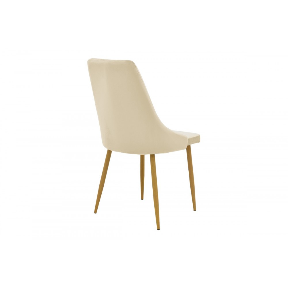 Καρέκλα "AZORI" από βελούδο/μέταλλο σε χρώμα μπεζ/φυσικό 49x55x85