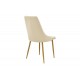 Καρέκλα "AZORI" από βελούδο/μέταλλο σε χρώμα μπεζ/φυσικό 49x55x85