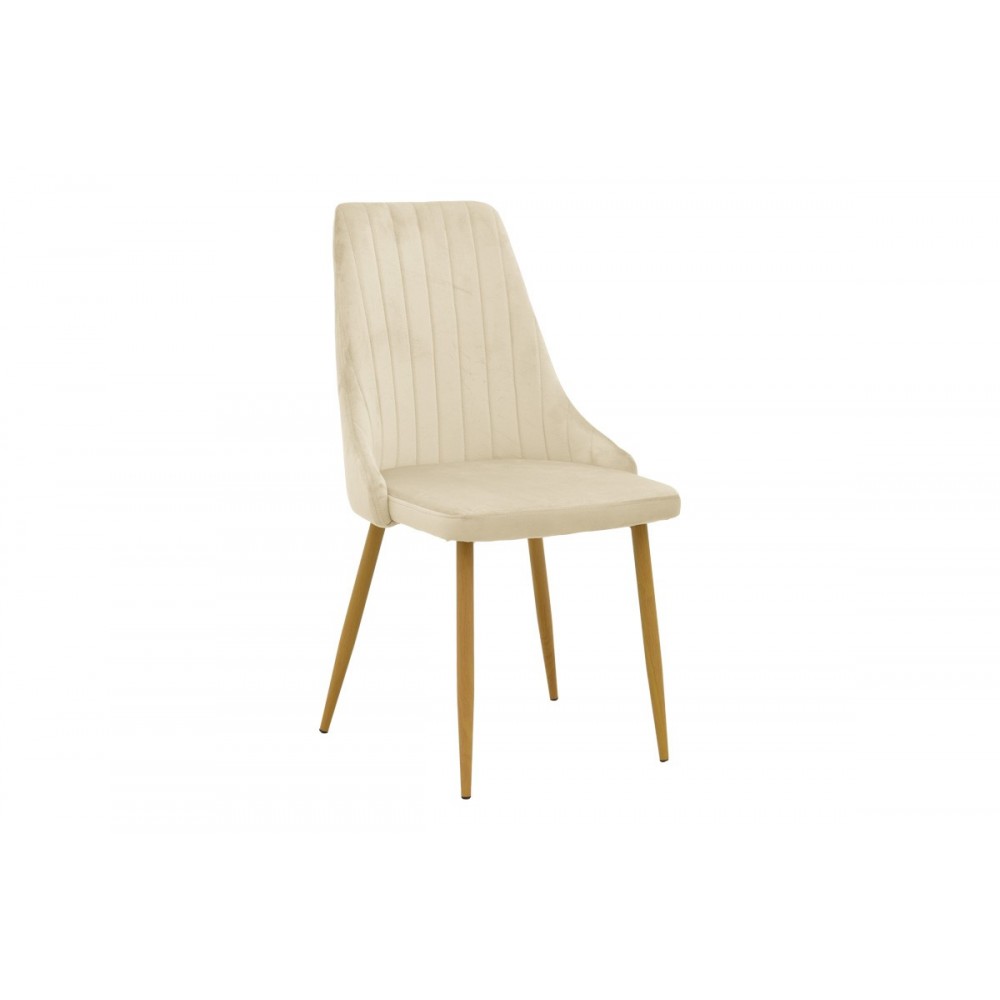 Καρέκλα "AZORI" από βελούδο/μέταλλο σε χρώμα μπεζ/φυσικό 49x55x85
