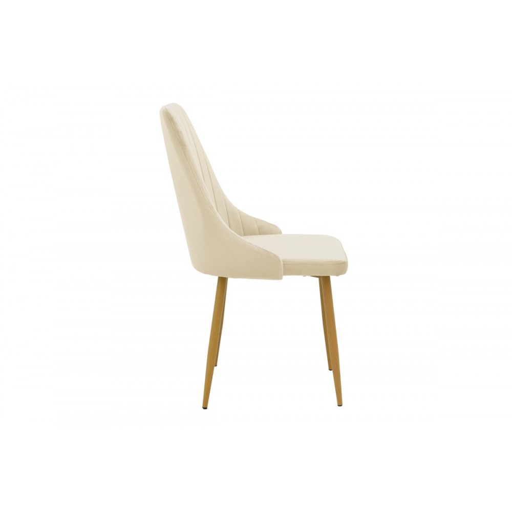 Καρέκλα "AZORI" από βελούδο/μέταλλο σε χρώμα μπεζ/φυσικό 49x55x85