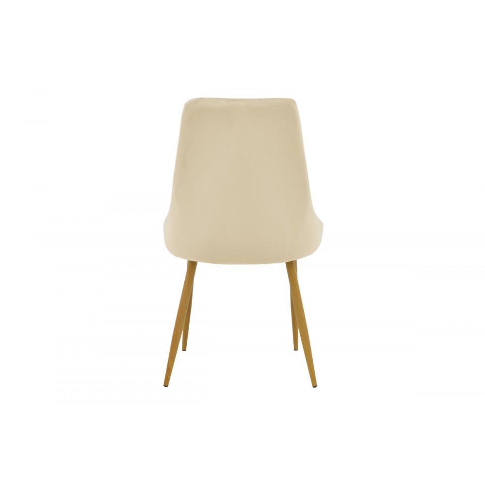 Καρέκλα "AZORI" από βελούδο/μέταλλο σε χρώμα μπεζ/φυσικό 49x55x85