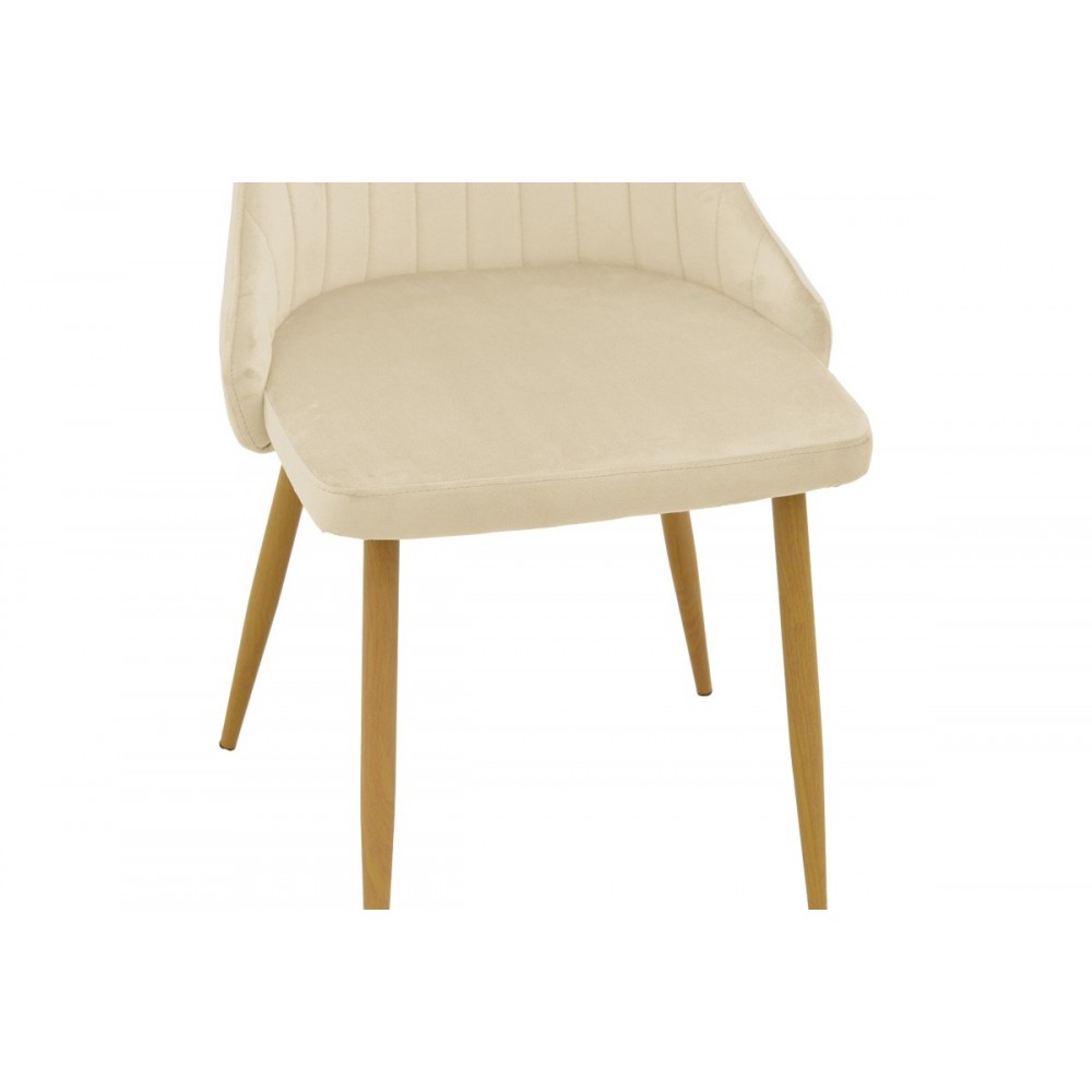 Καρέκλα "AZORI" από βελούδο/μέταλλο σε χρώμα μπεζ/φυσικό 49x55x85