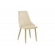 Καρέκλα "AZORI" από βελούδο/μέταλλο σε χρώμα μπεζ/φυσικό 49x55x85